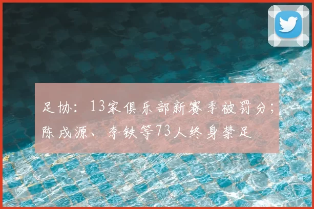 足协：13家俱乐部新赛季被罚分；陈戌源、李铁等73人终身禁足